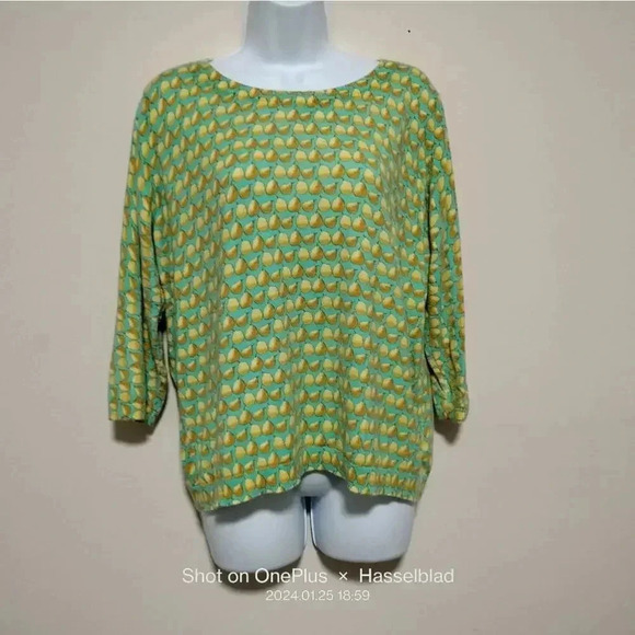 Talbots Size XLp Green Knit Pear Details Button Up back - Picture 2 of 8